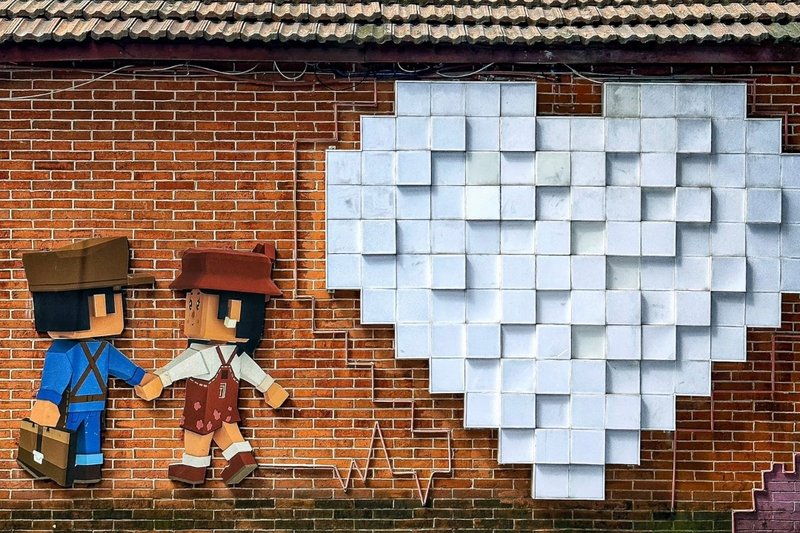 Street mural in Gongren Village, Chengdu